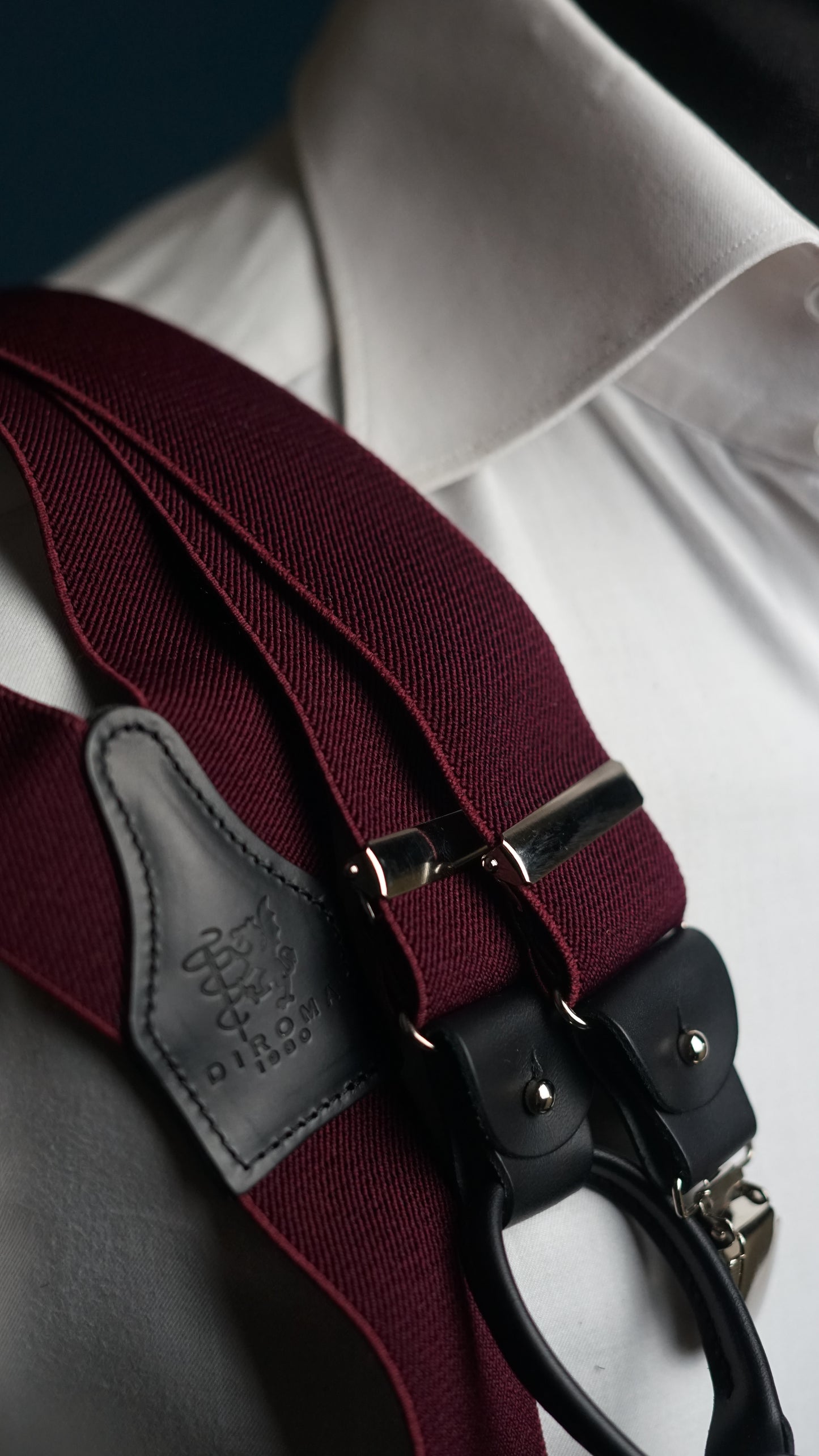 Burgundy Clip/Buttons Braces