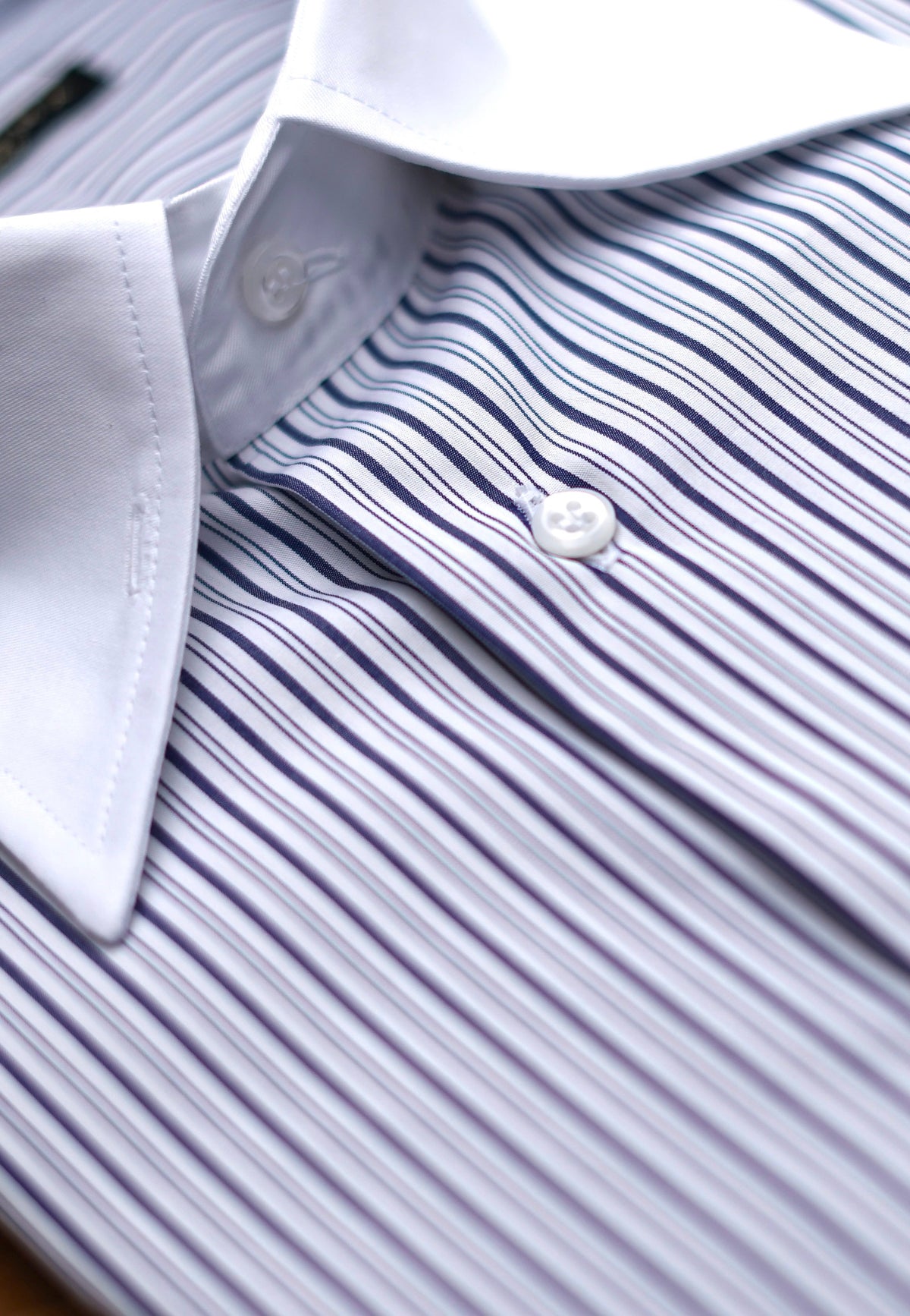 Tezenia Pin Point Collar Cotton Dress Shirt MTO