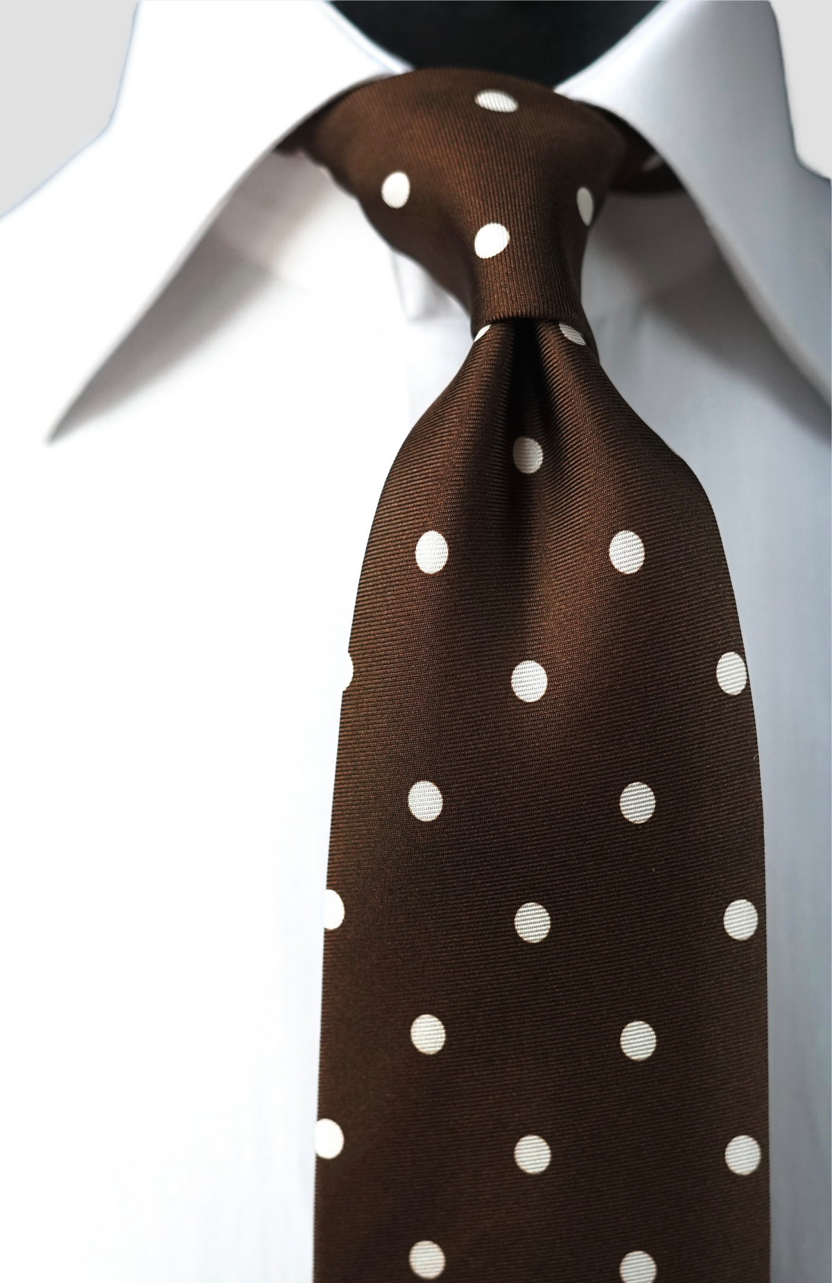 Bespoke Pois Brown Silk Necktie