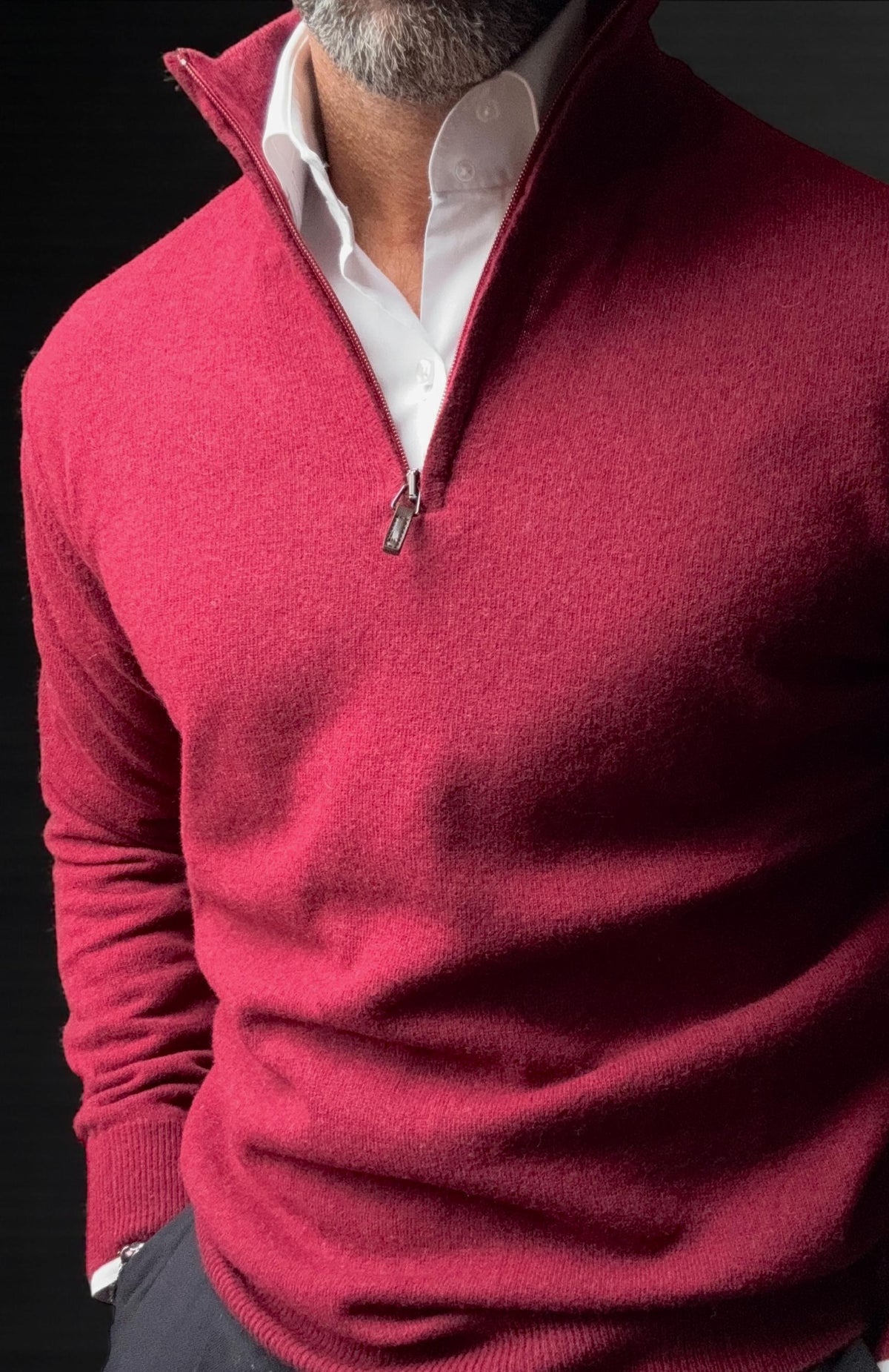 Burgundy 80% Wool 3/4 Zip