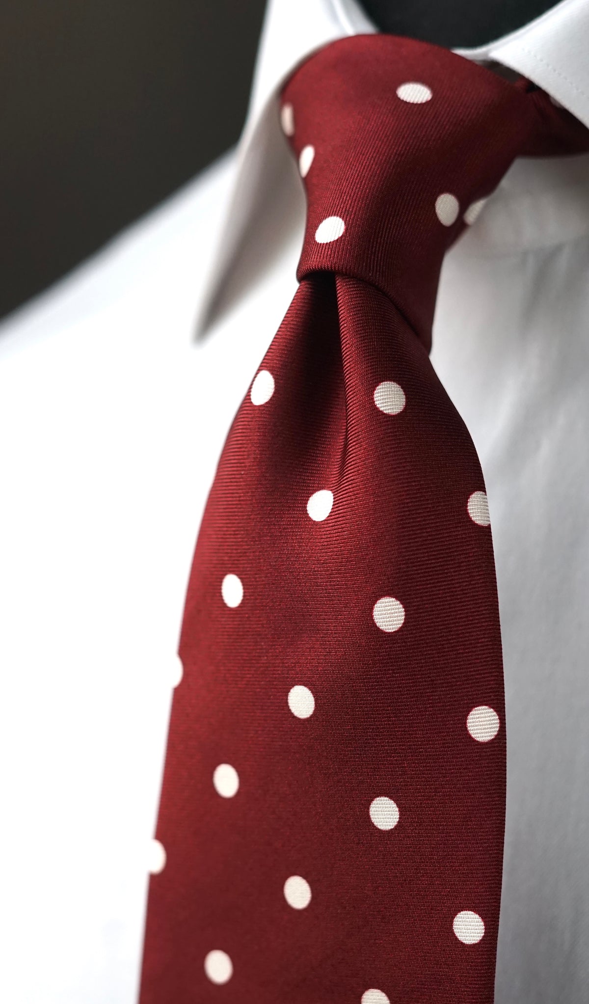 Bespoke Pois Bordeaux Silk Necktie