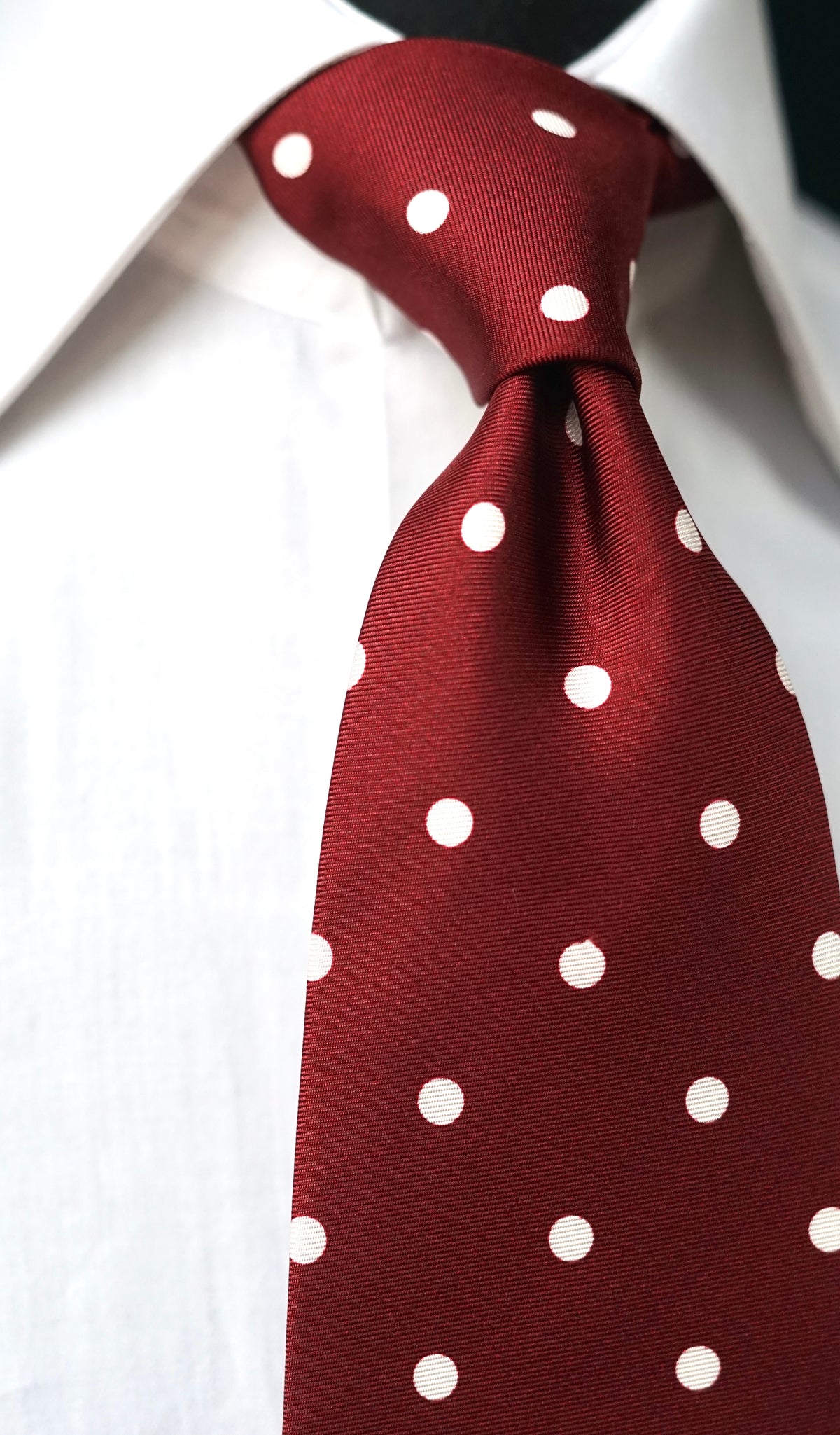 Bespoke Pois Bordeaux Silk Necktie