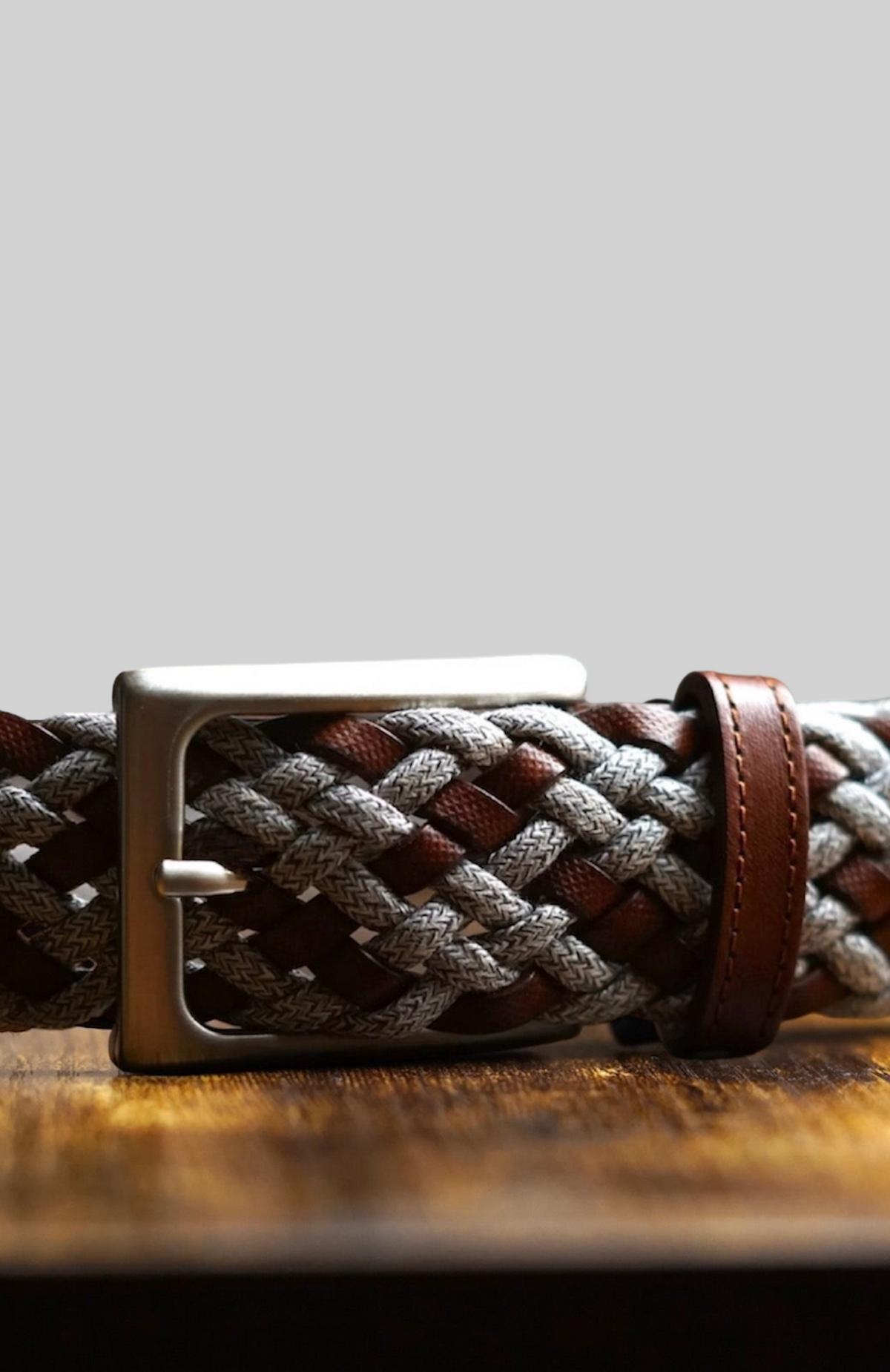 INTRECCIATA GREY 100% Leather Belt