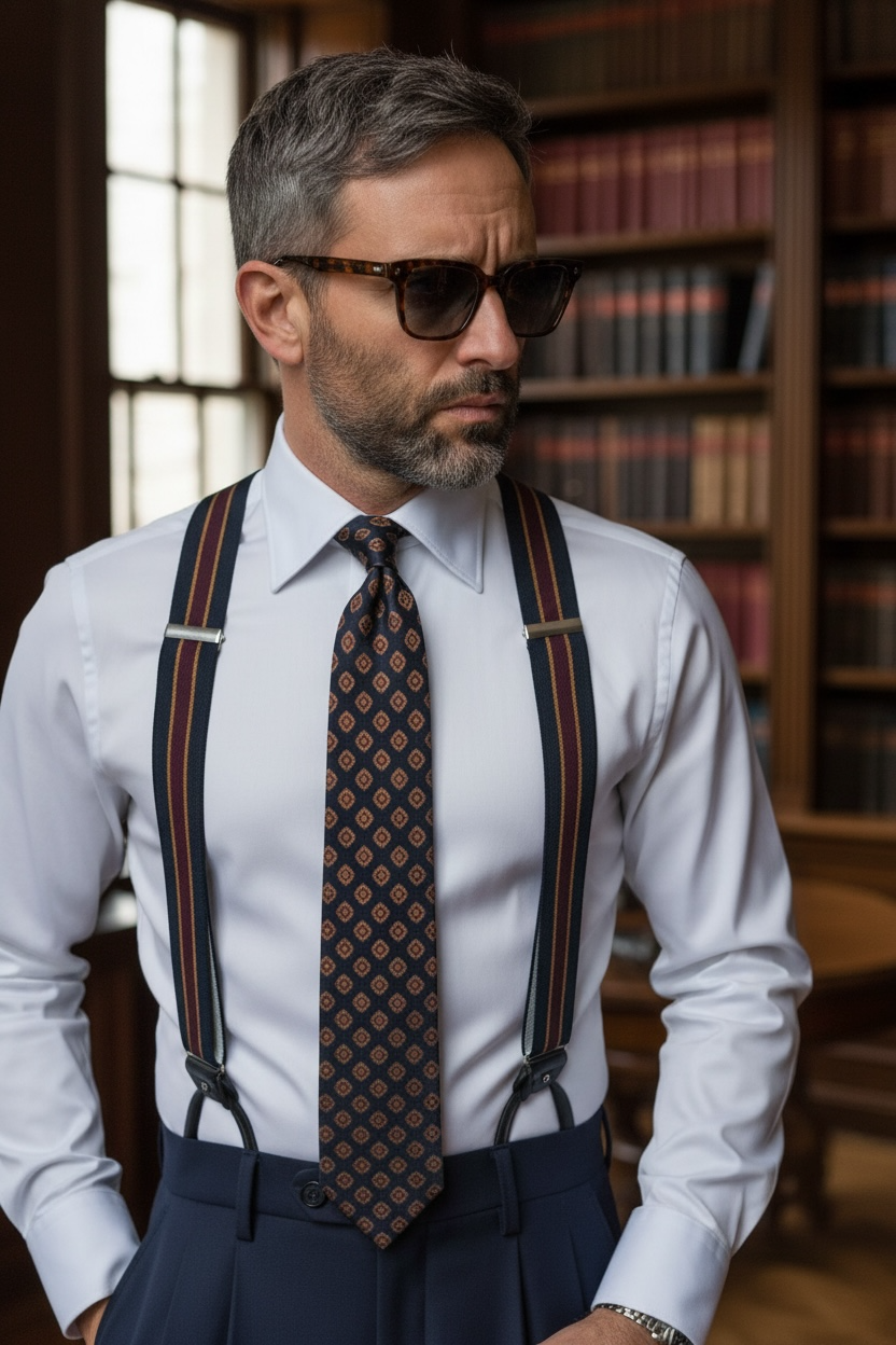 Diomede Navy Clip/Buttons Braces