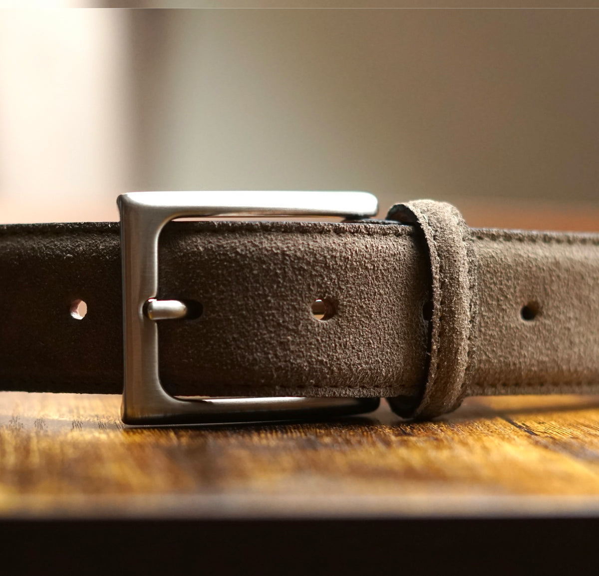 Nubuk Taupe 100% Leather Belt