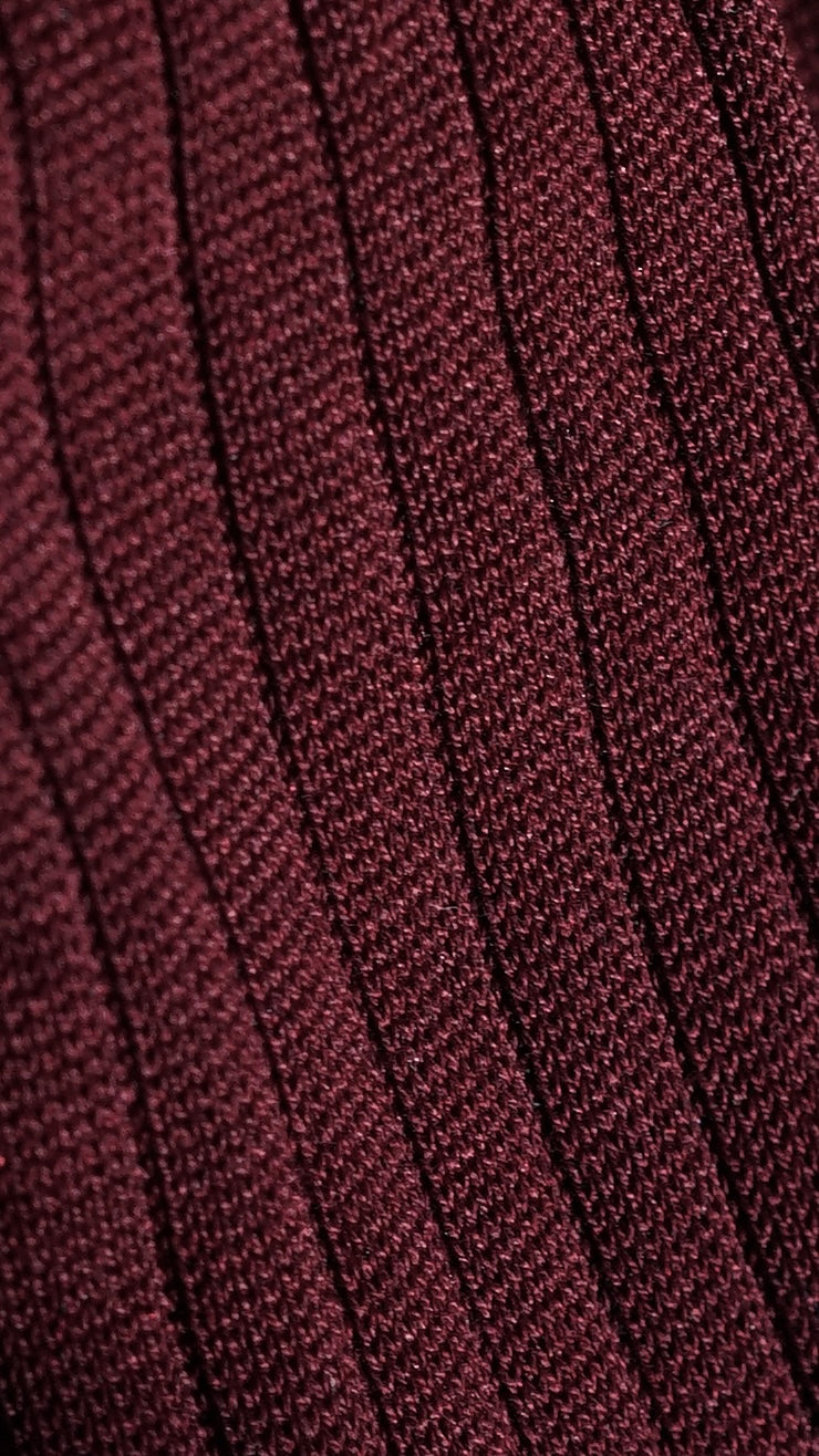 Burgundy Knee High Ribbed Socks 100% Cotton Filo di Scozia