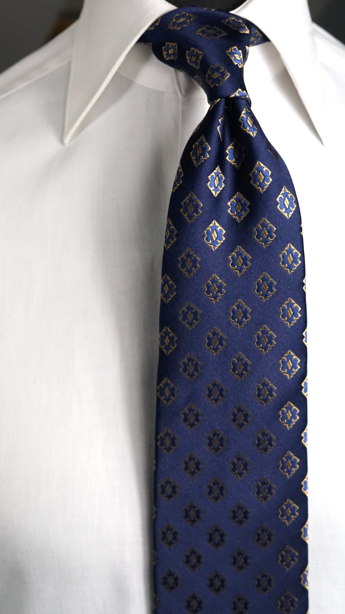 Bespoke Chiostra Blue Silk Necktie