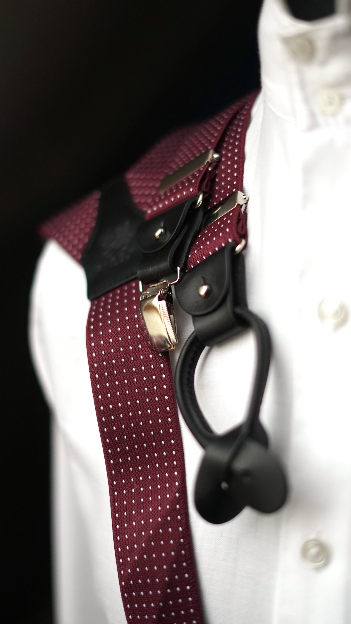 Pint Point Burgundy Clip/Buttons Braces