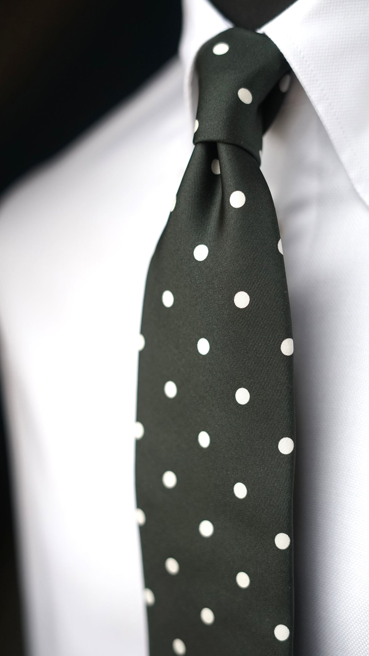 Bespoke Pois Green Silk Necktie