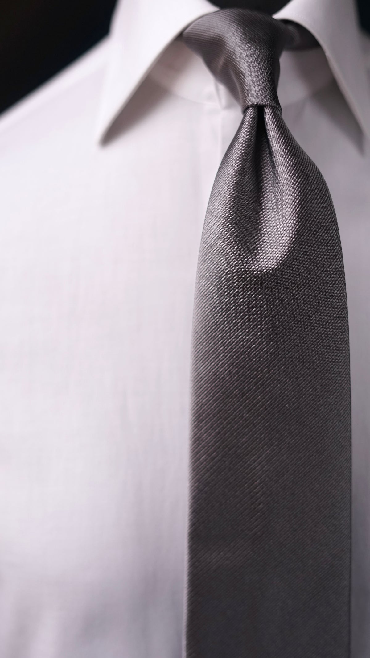 Bespoke Grigia Solida Silk Necktie