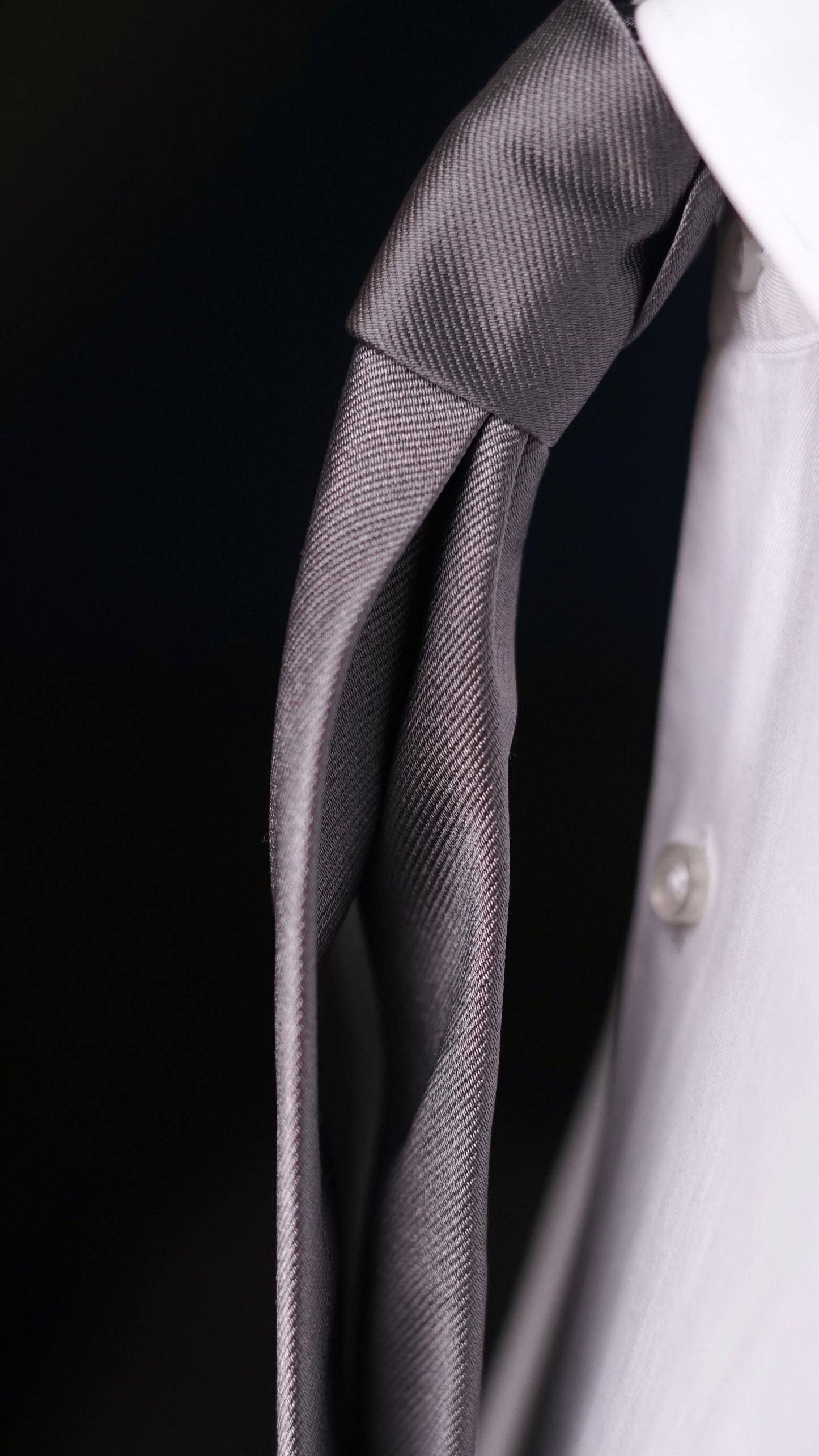 Bespoke Grigia Solida Silk Necktie