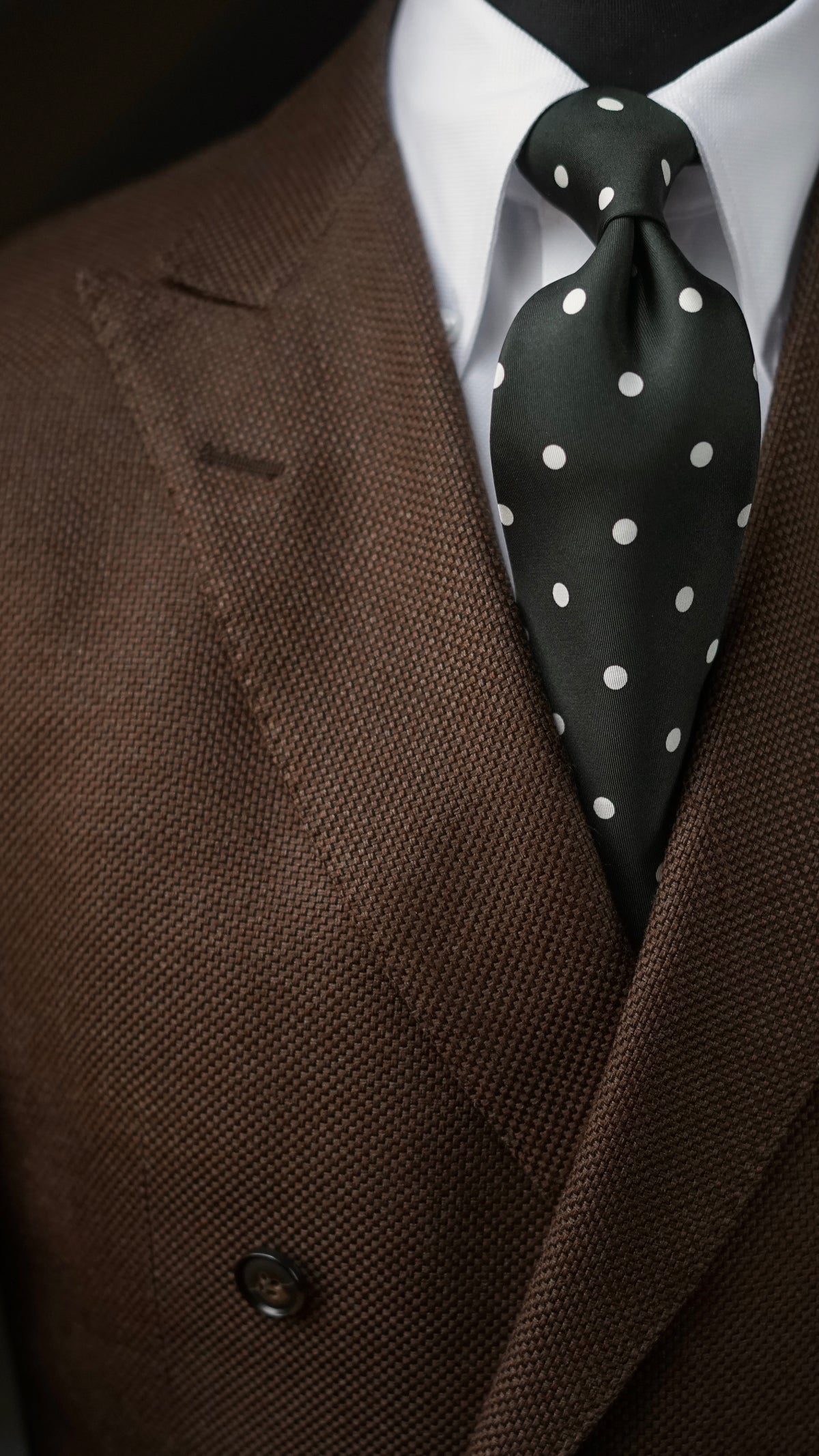 Bespoke Pois Green Silk Necktie