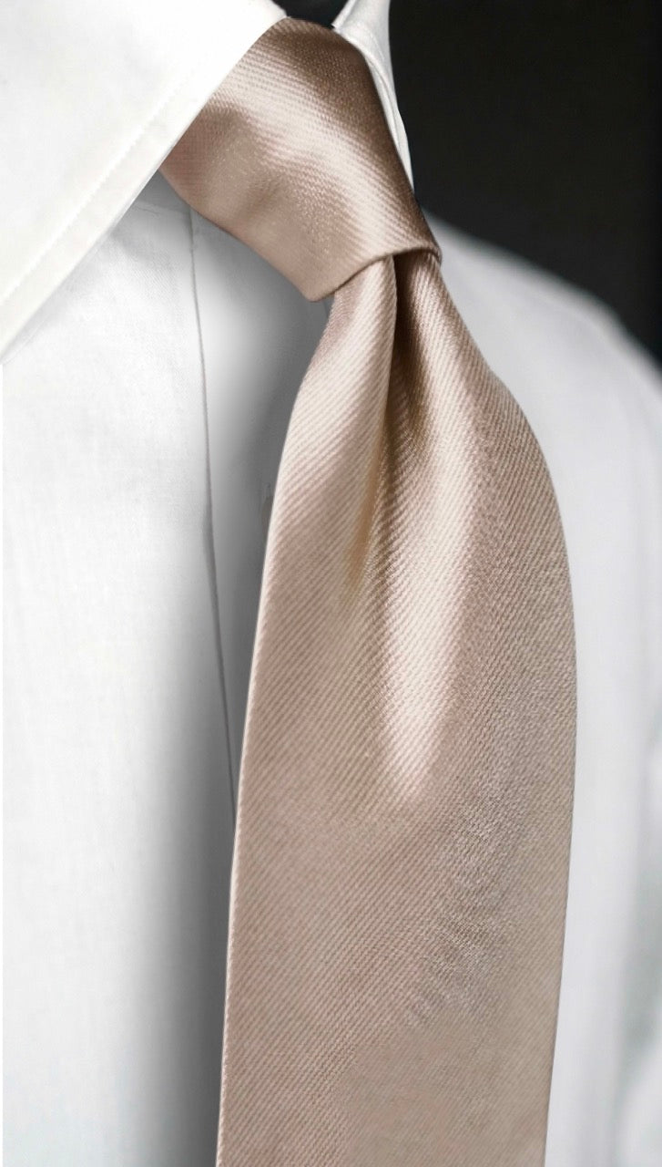 Beige Solida Silk Necktie