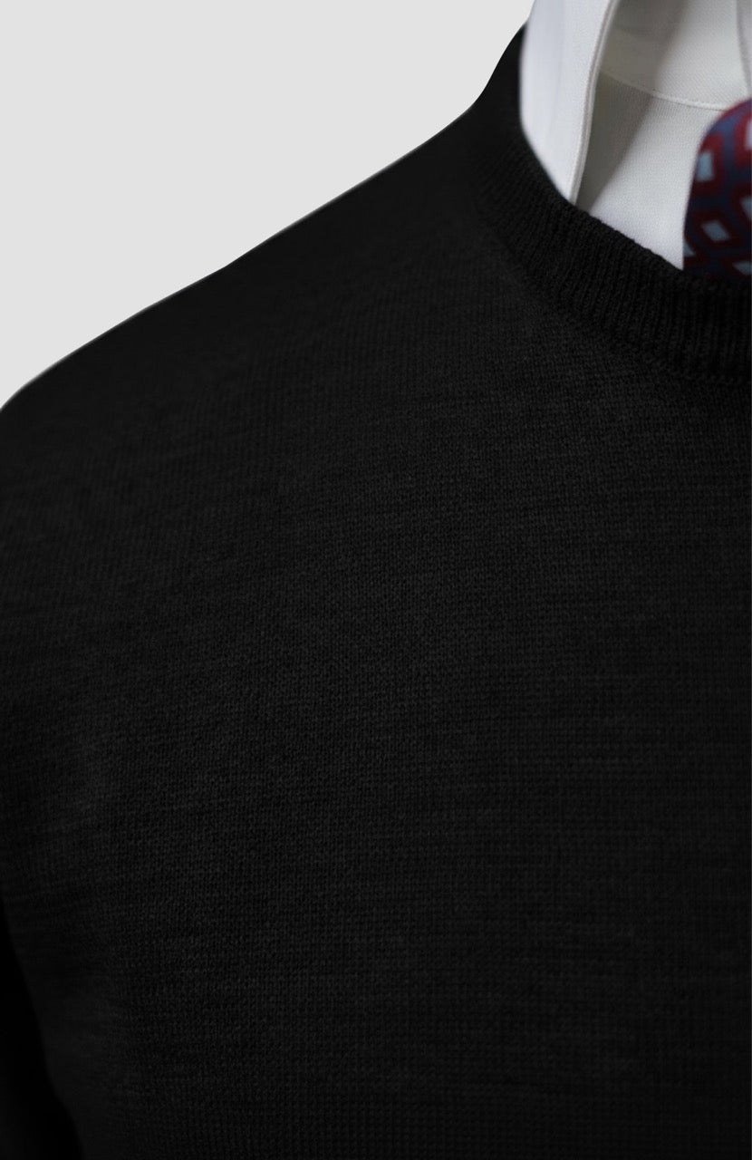 Black Wool Crew Neck