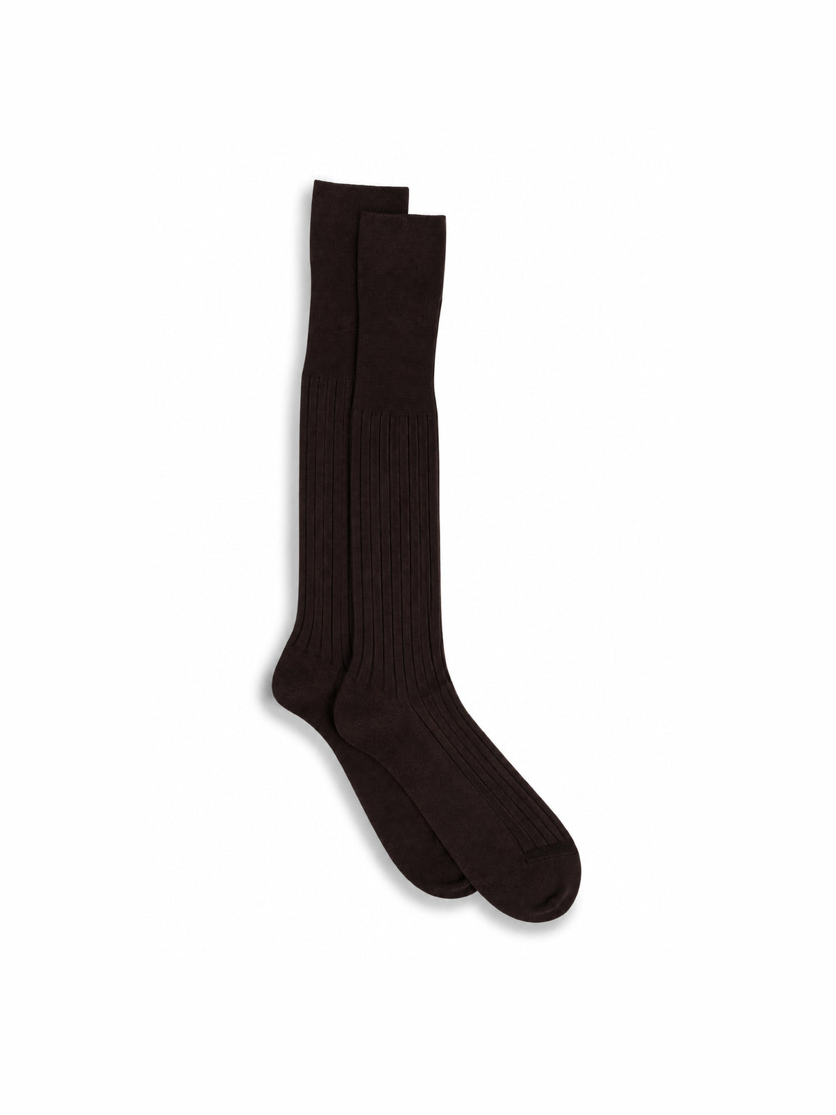 Brown Knee High Ribbed Socks 100% Cotton Filo di Scozia