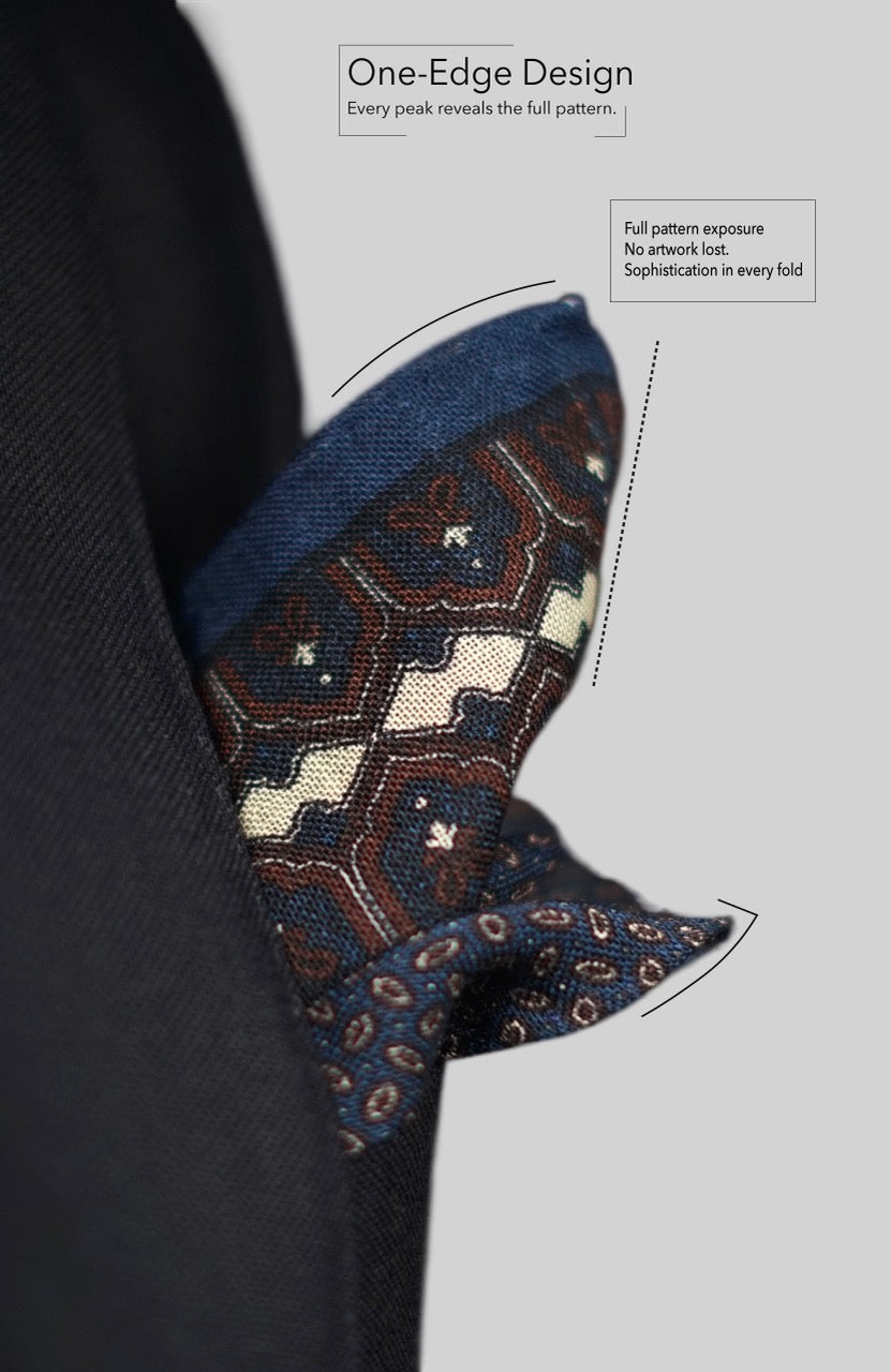 Ezra Wool One Side Edged Pocket Square