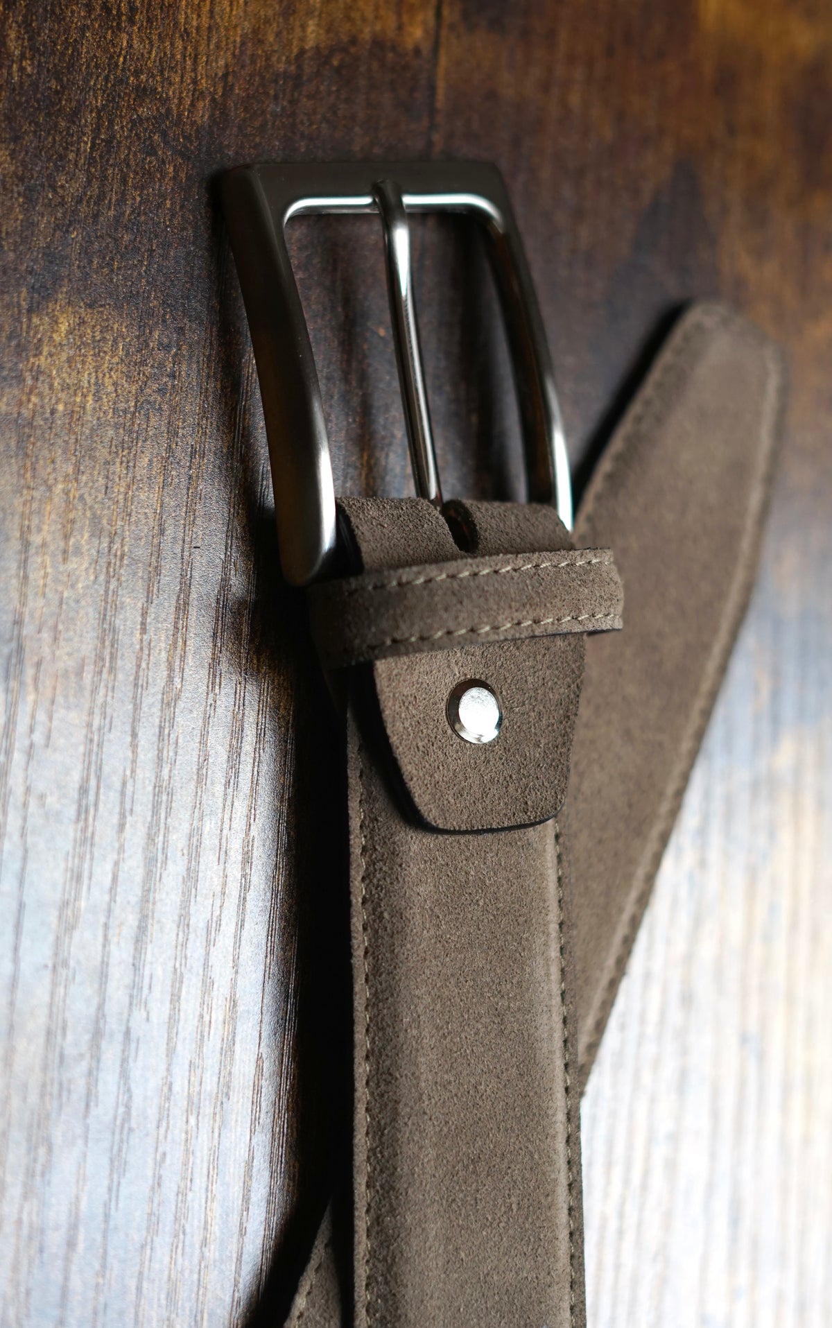 Nubuk Taupe 100% Leather Belt