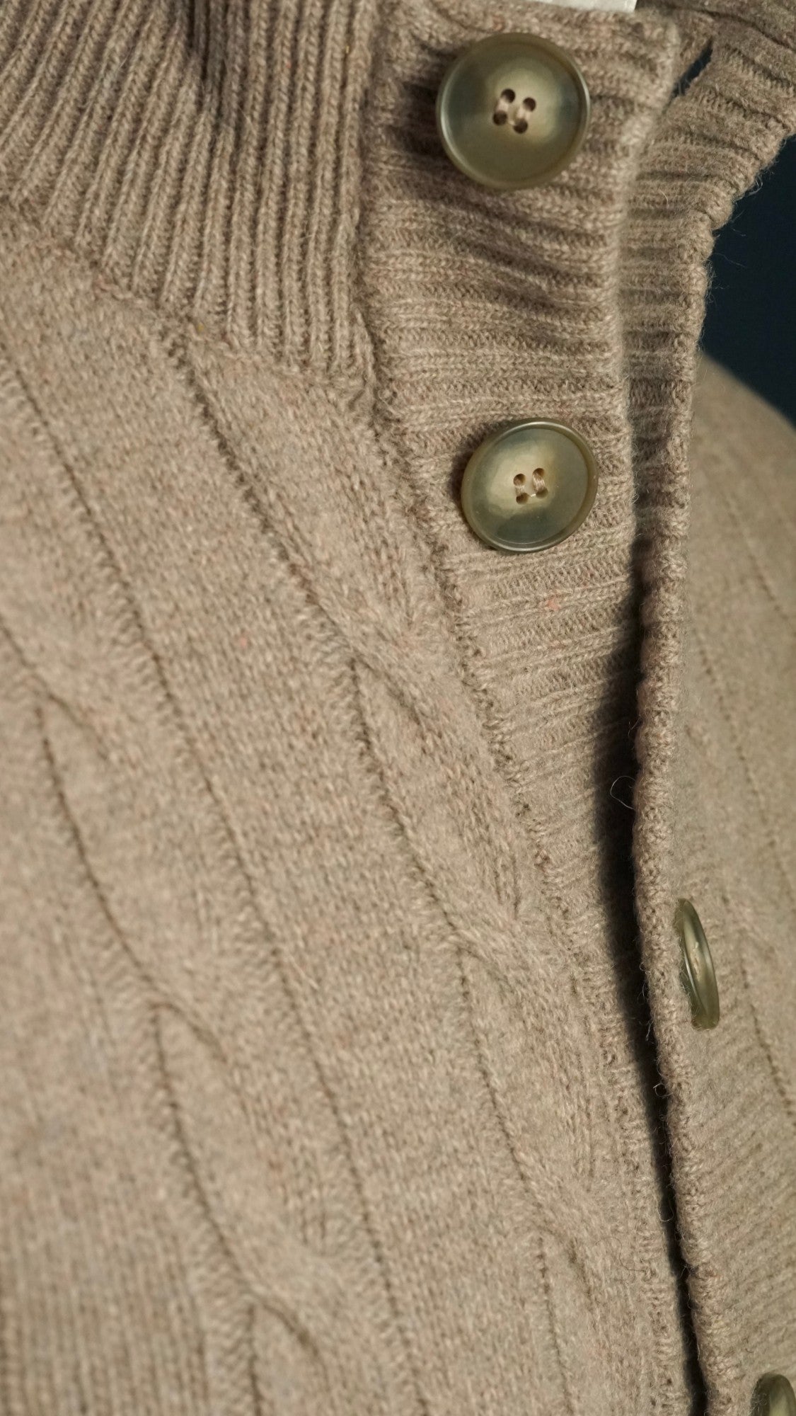 Nucleo Beige Cable Knit Button Jacket