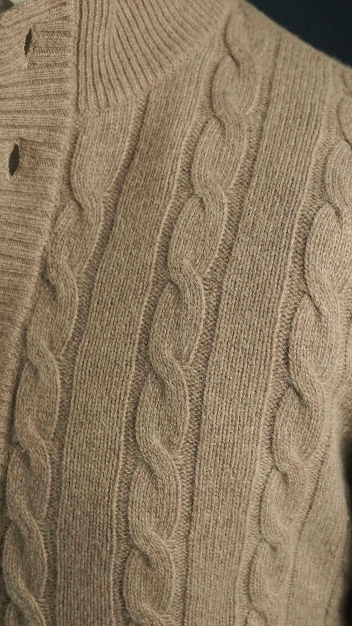 Nucleo Beige Cable Knit Button Jacket