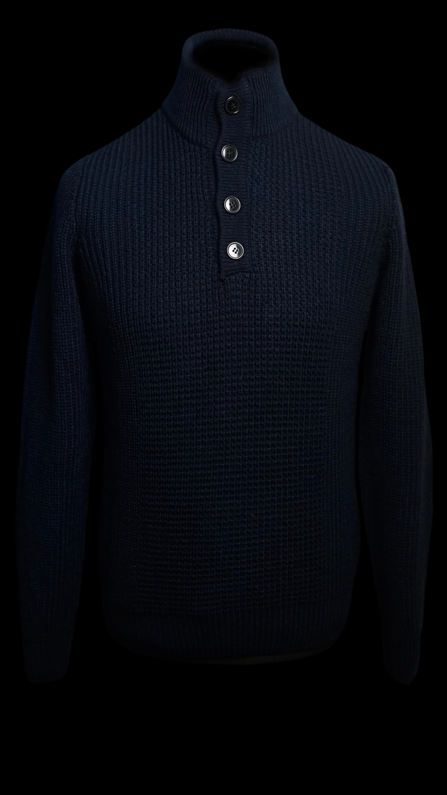 Doblone Wool 3 Button Neck Knit