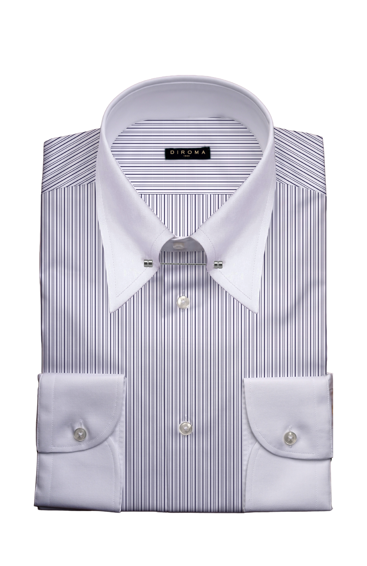 Tezenia Pin Point Collar Cotton Dress Shirt MTO