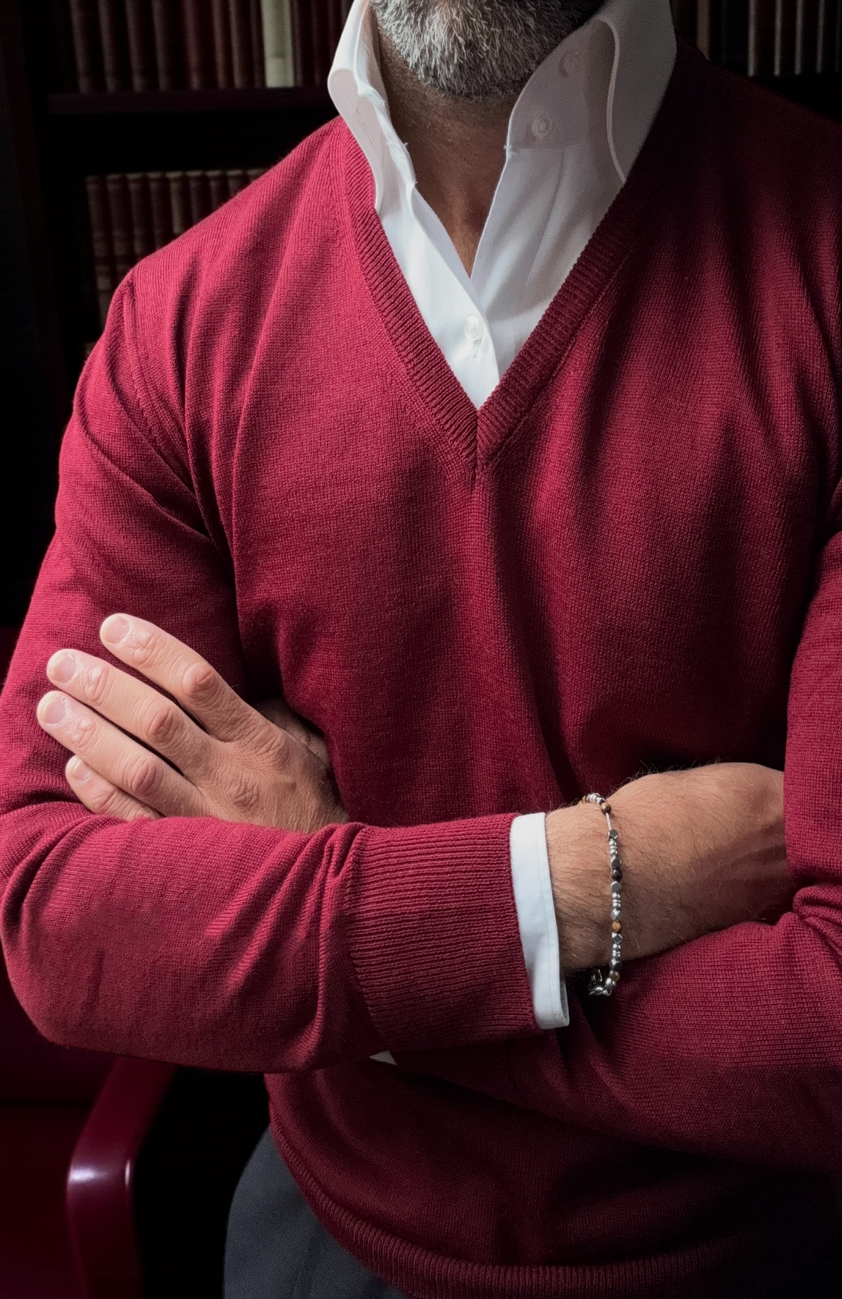 Burgundy Wide V-Neck
