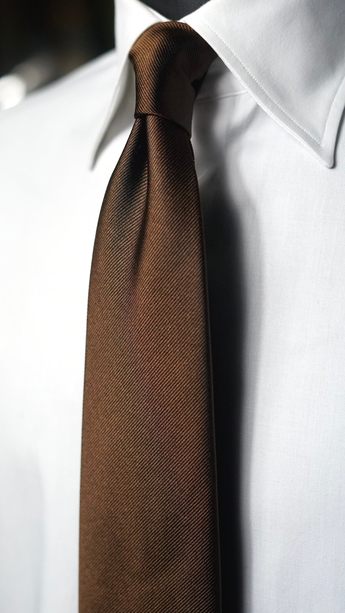 Marrone Solida Silk Necktie