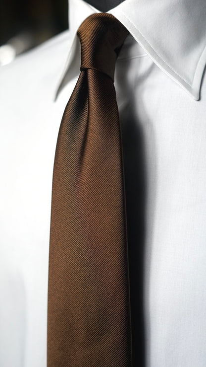 Marrone Solida Silk Necktie