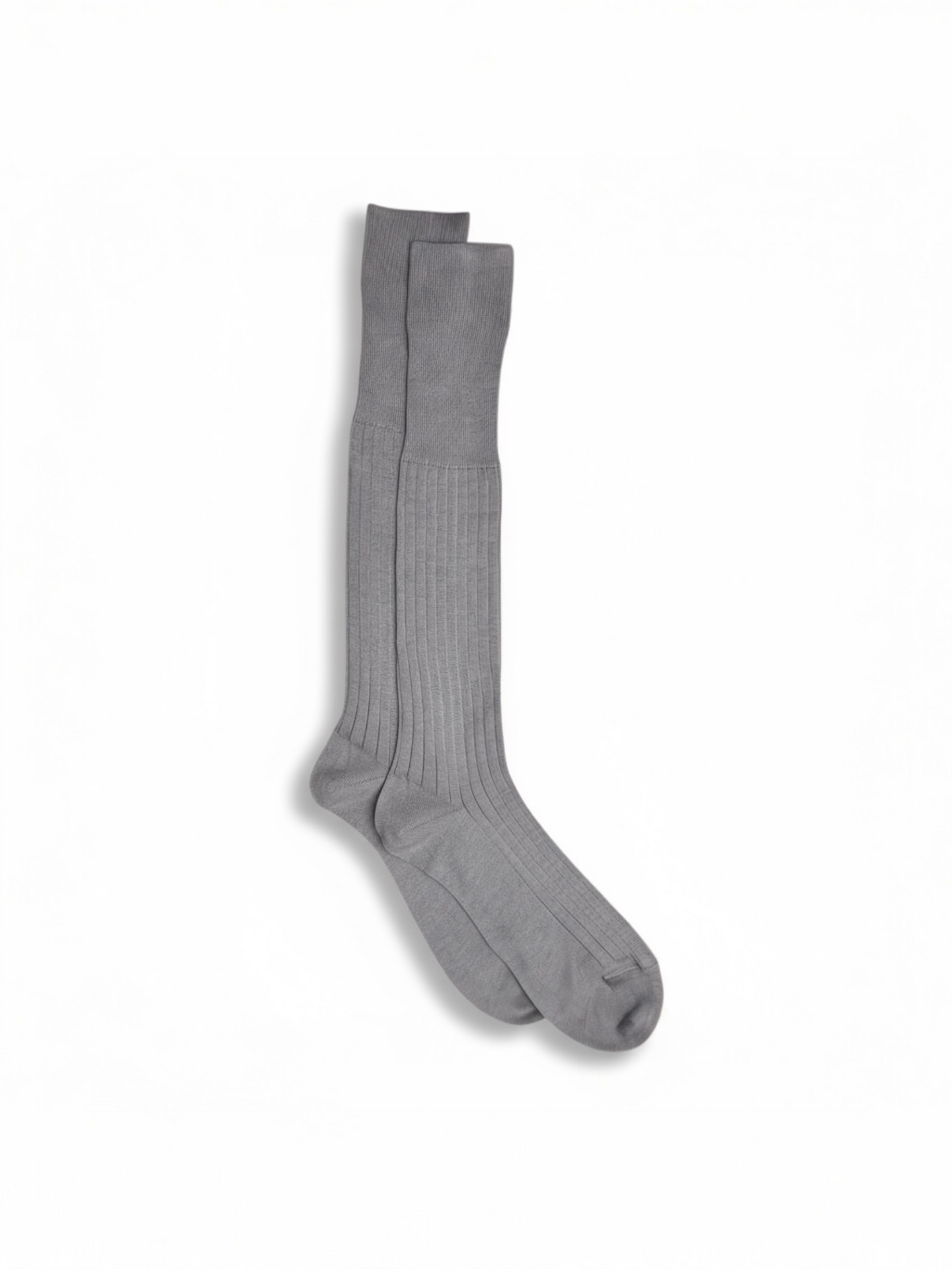 Steel Grey Knee High Ribbed Socks 100% Cotton Filo di Scozia