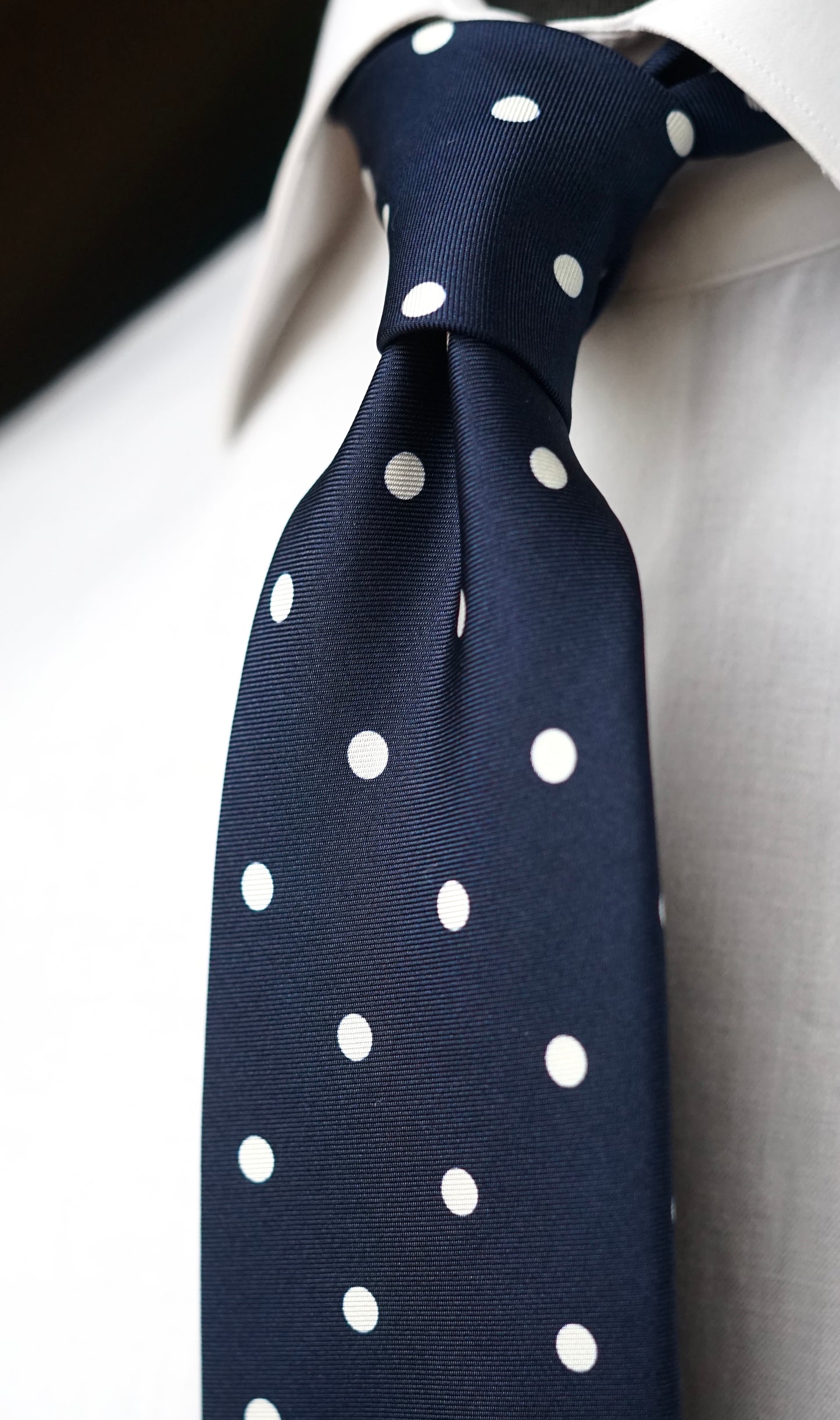 Pois Navy Silk Necktie