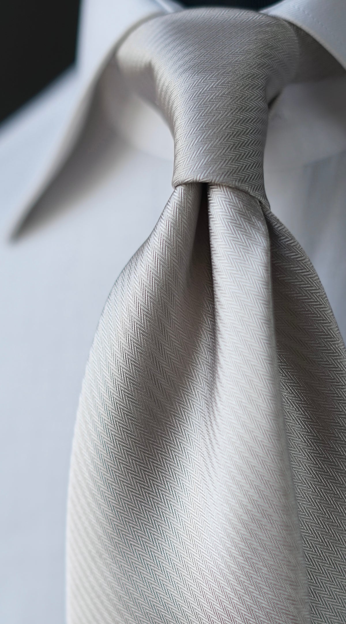 Bespoke Argento Solida Silk Necktie