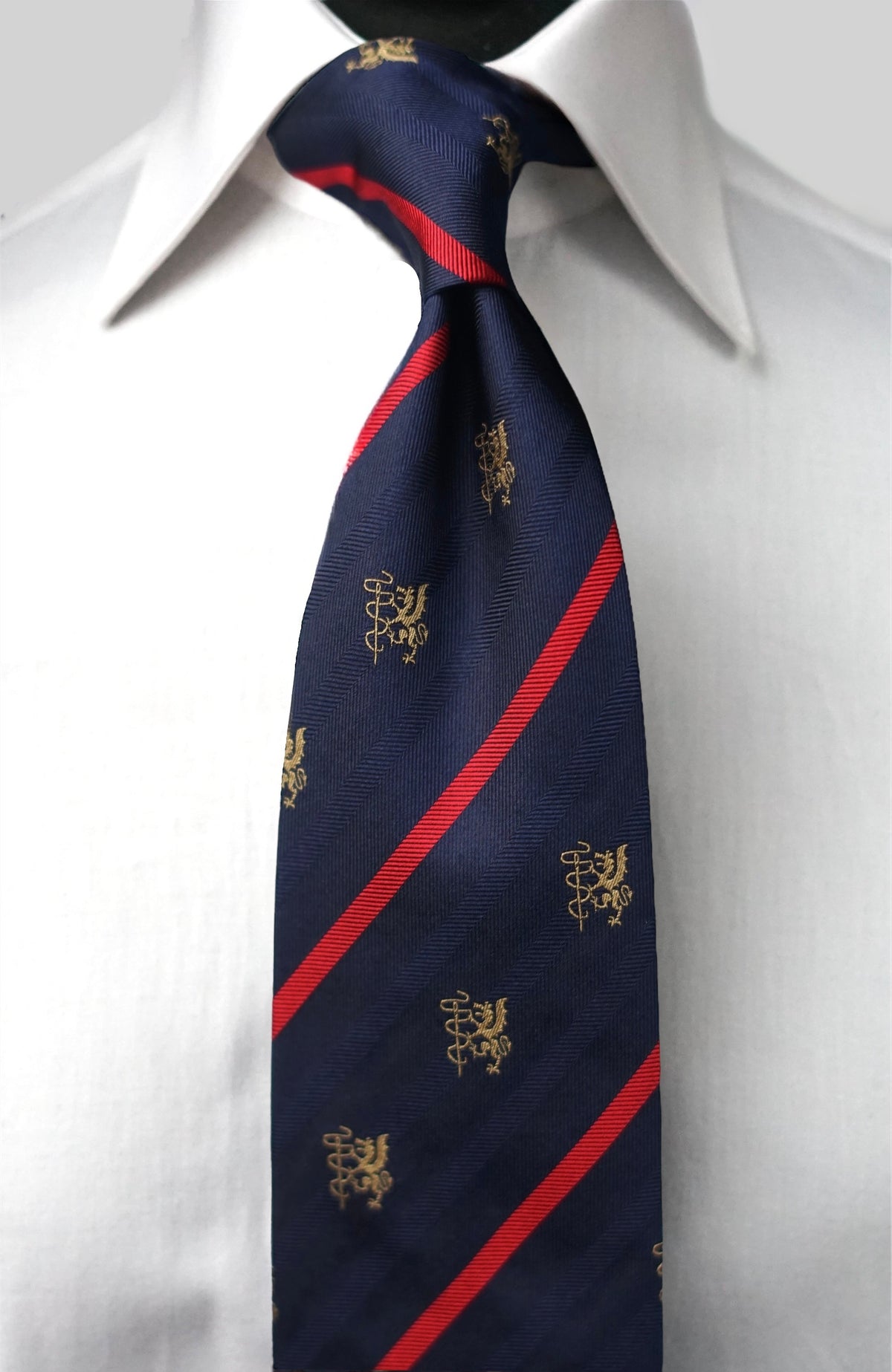Bespoke Diroma Navy Crest Silk Necktie