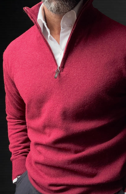 Burgundy 80% Wool 3/4 Zip