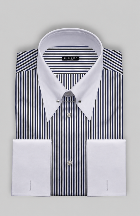 Tiglia Pin Point Collar Cotton Dress Shirt (Double Cuff)