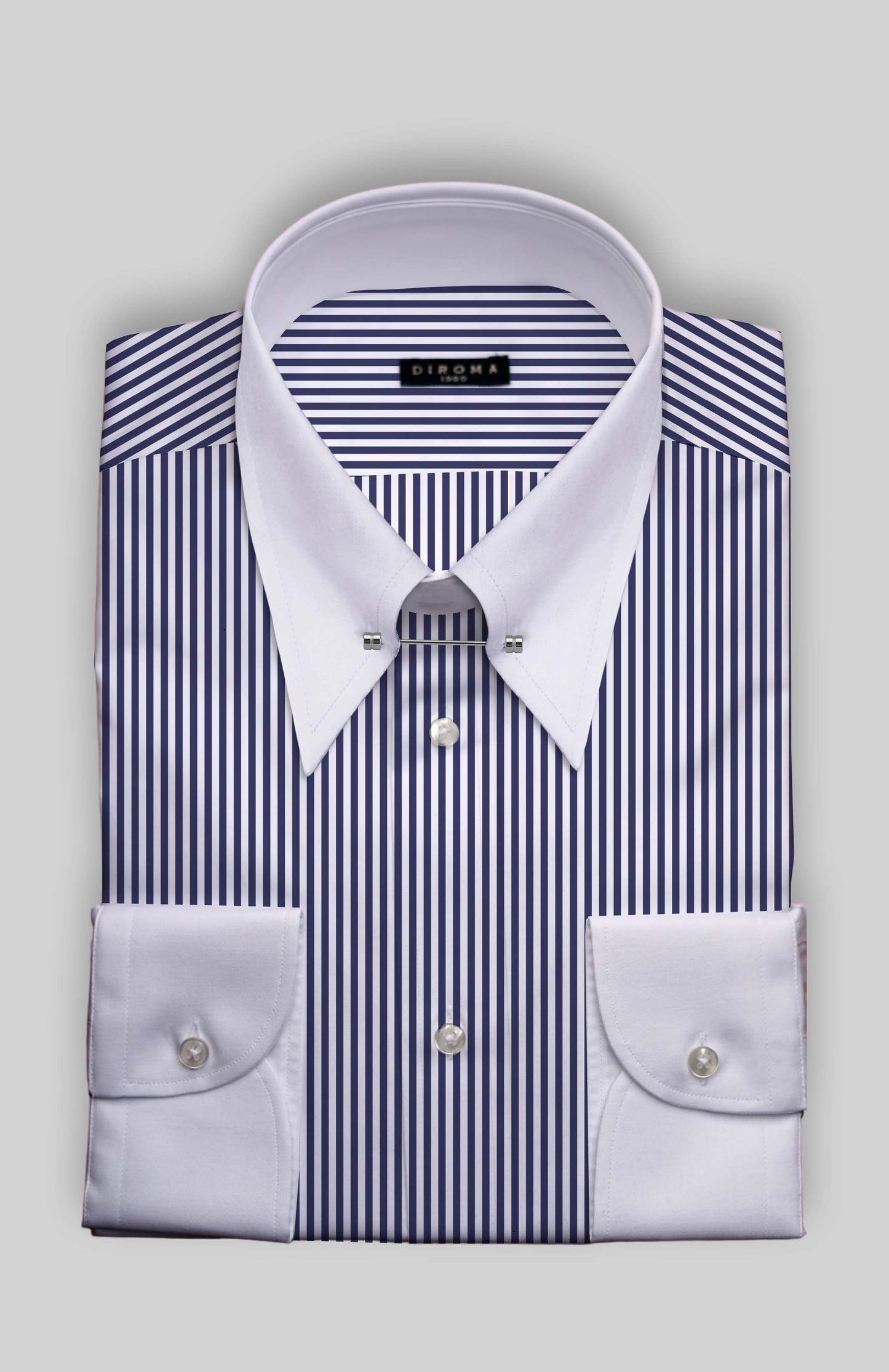 Ramona Blue Pin Point Dress Shirt (Single Cuff)