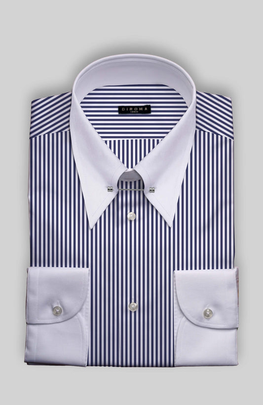 Ramona Blue Pin Point Dress Shirt (Single Cuff)