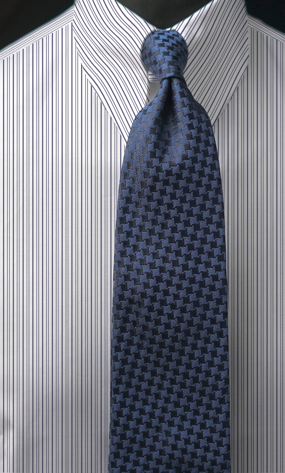 Tezenia Spear Point Tab Collar Twill Dress Shirt MTM