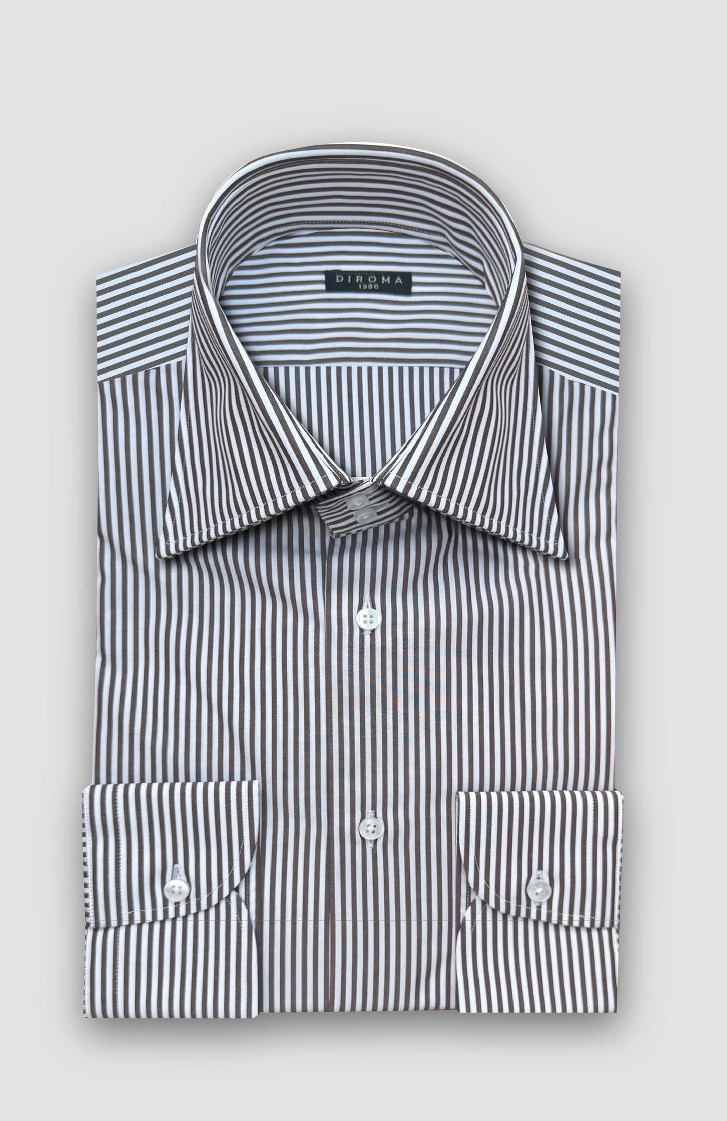 Ramona Brown Pin Point Cotton Dress Shirt MTO