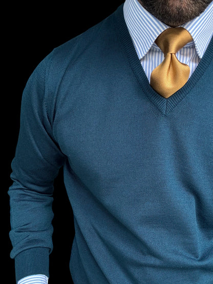 Petrolio Wool V-Neck