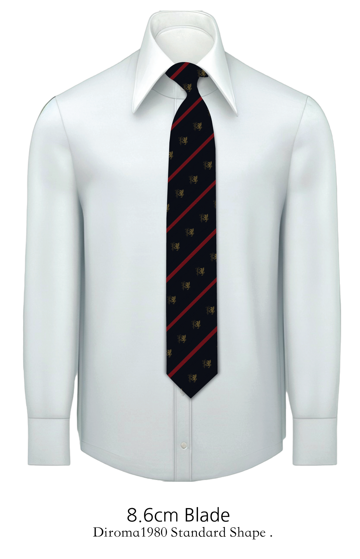 Bespoke Diroma Navy Crest Silk Necktie