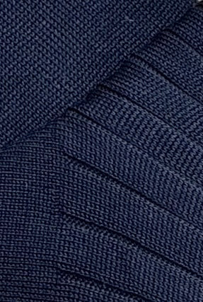 Navy Knee High Ribbed Socks 100% Cotton Filo di Scozia