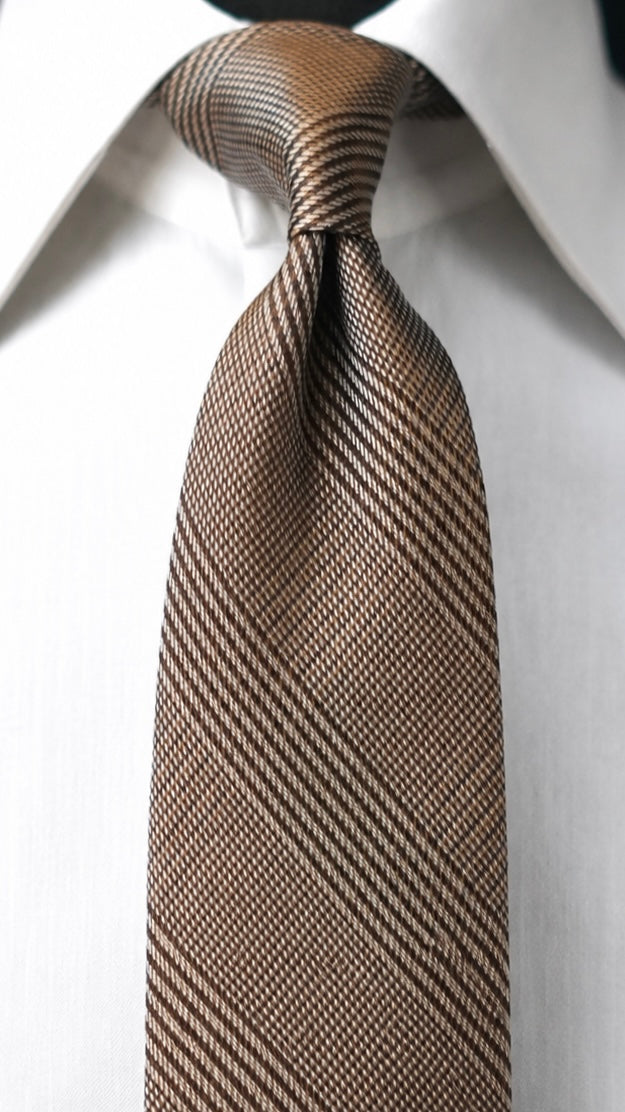 Bespoke Glen Coffee Silk Necktie