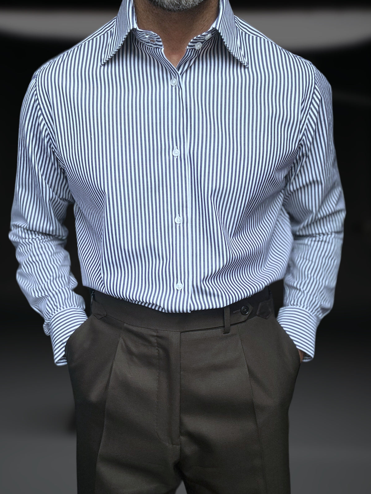 Ramona Blue Classic Collar Cotton Dress Shirt