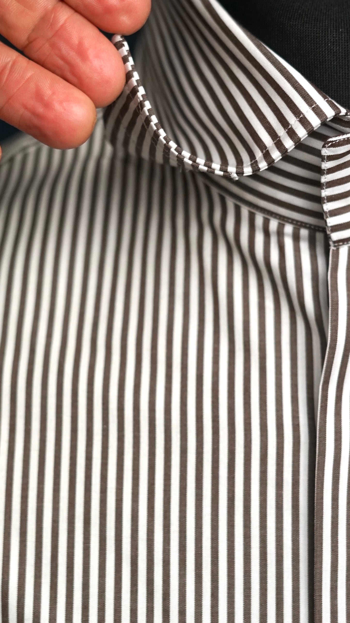 Ramona Brown Pin Point Cotton Dress Shirt MTO