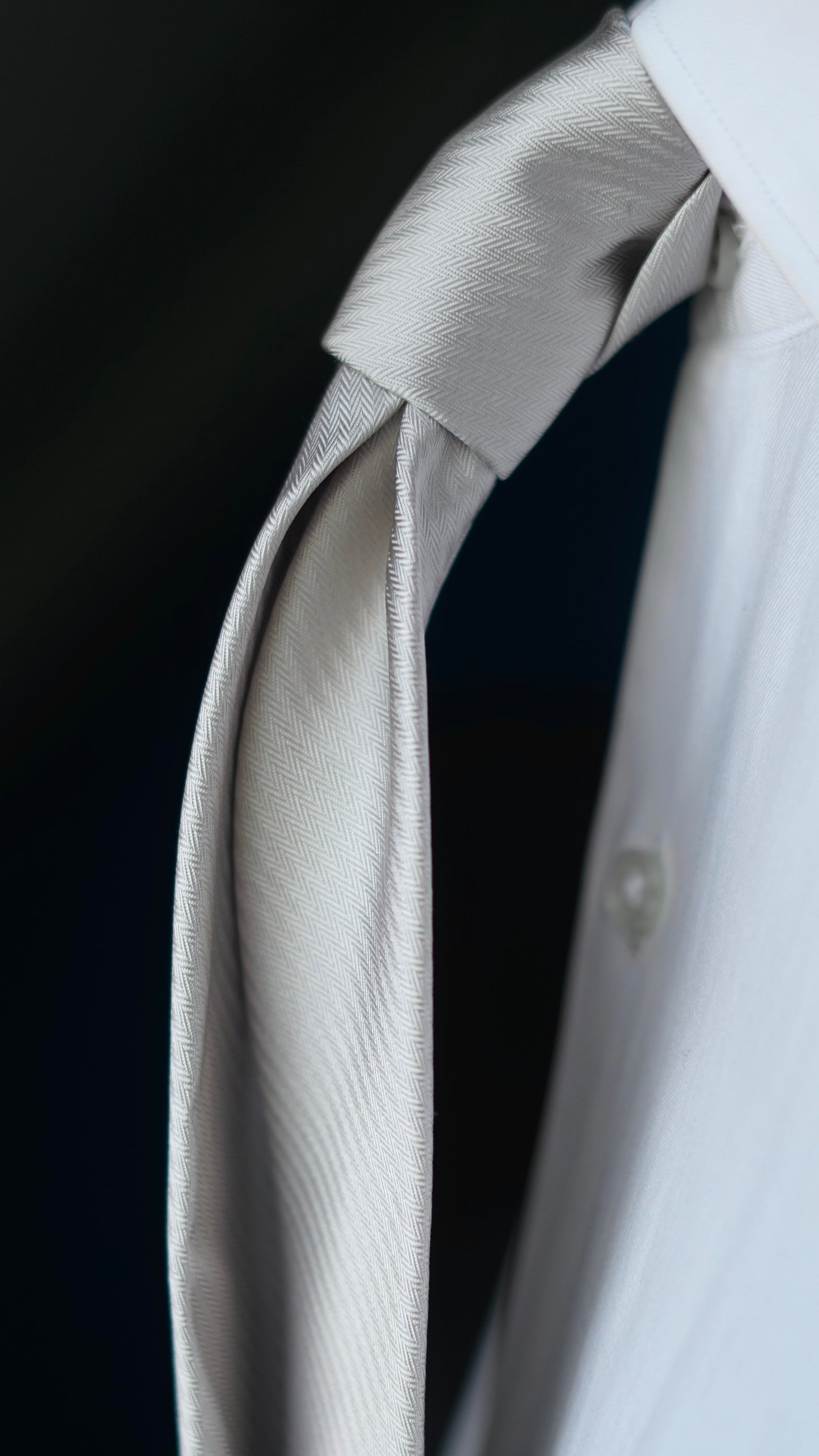 Bespoke Argento Solida Silk Necktie