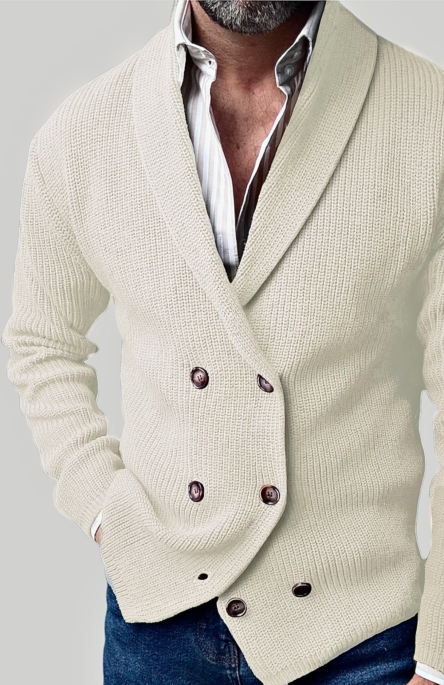 Giacca Double Breasted Cream 50% Cotton/50% Wool (Copy)
