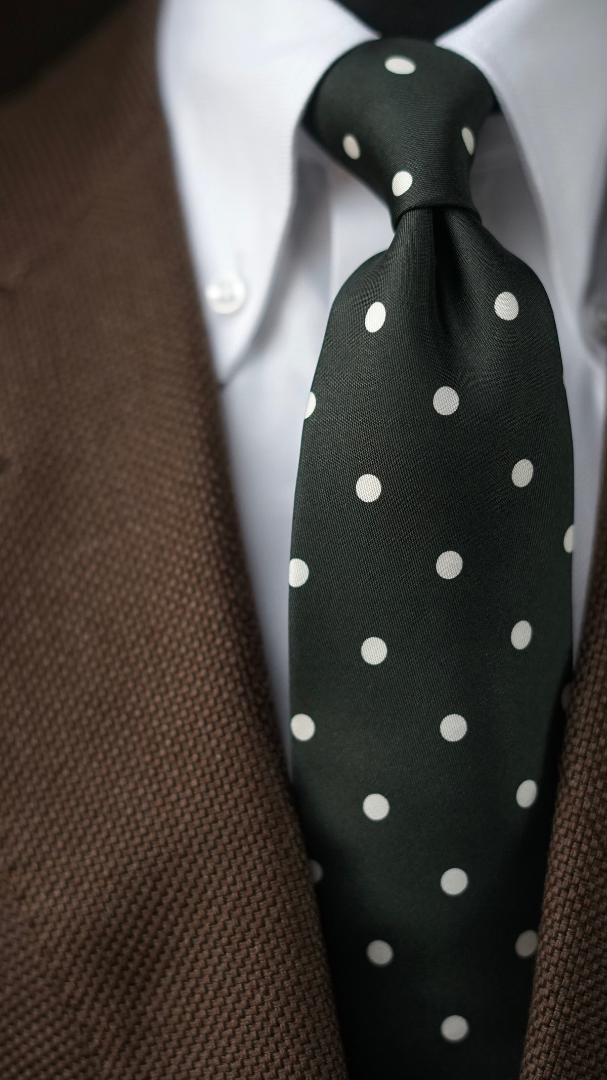 Bespoke Pois Green Silk Necktie