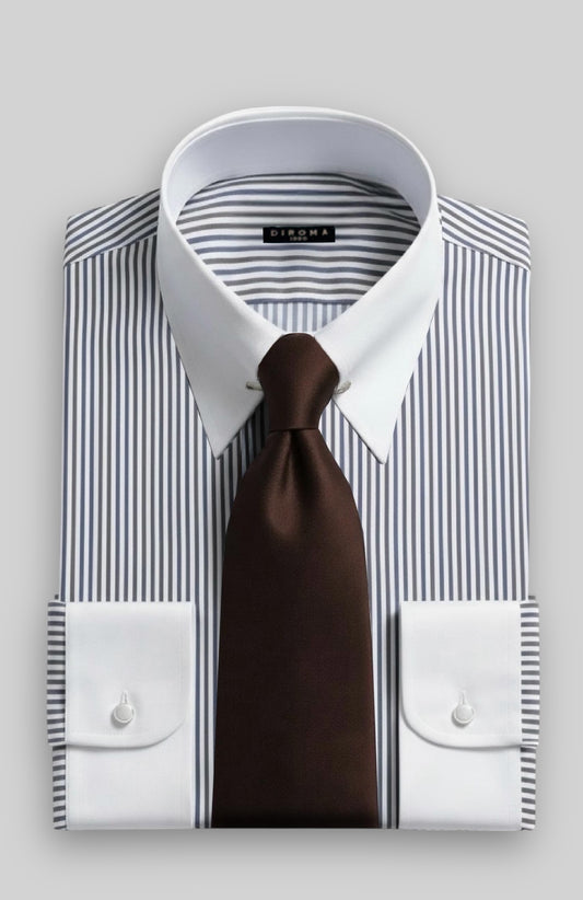 Tiglia Pin Point Collar Cotton Dress Shirt MTO