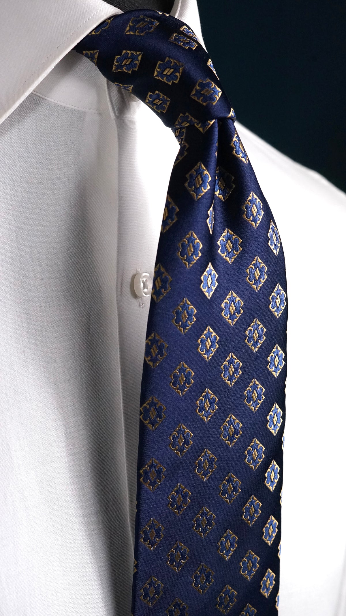 Bespoke Chiostra Blue Silk Necktie