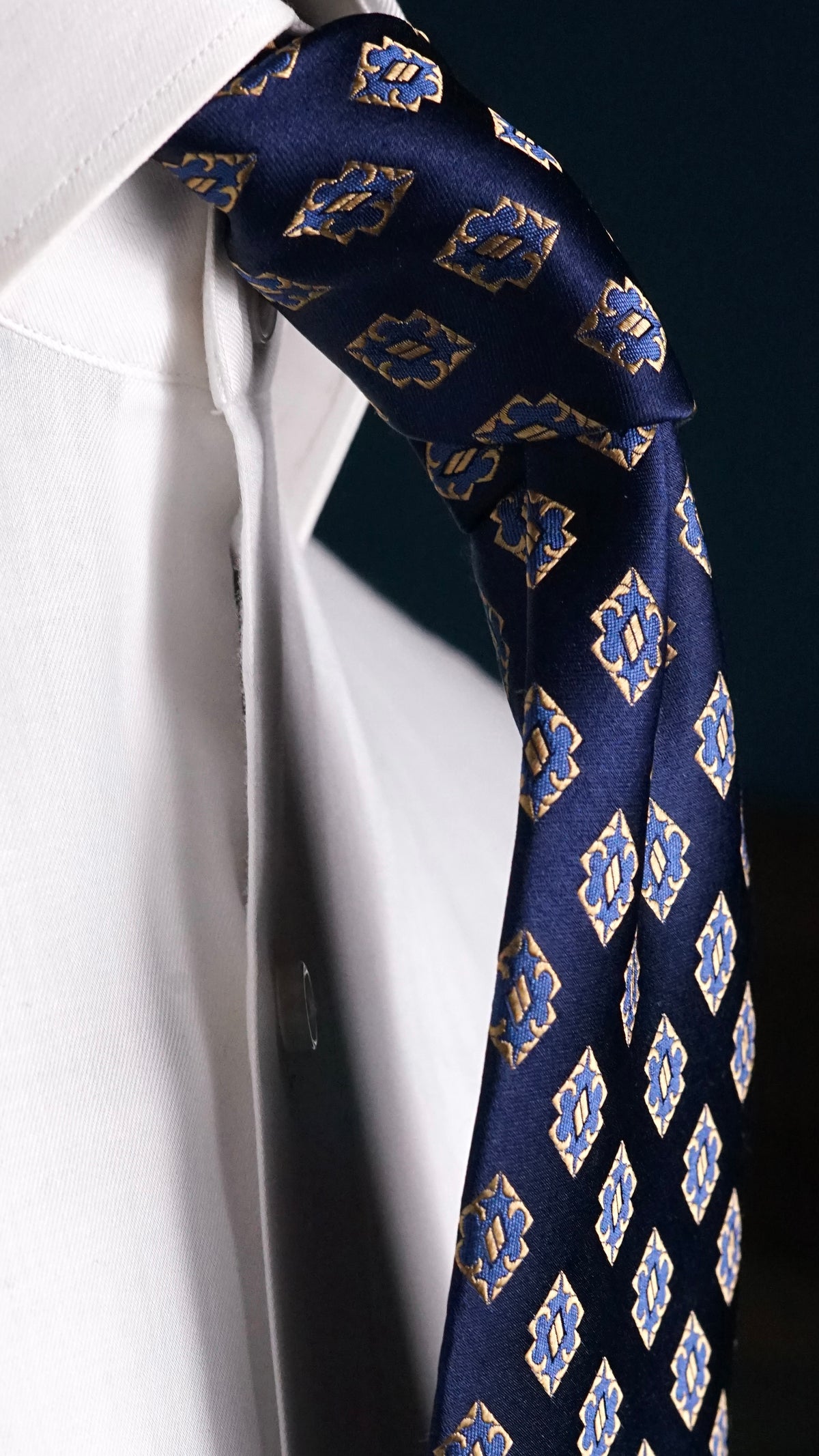 Bespoke Chiostra Blue Silk Necktie